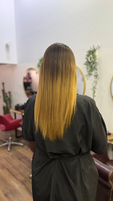 Antes melena con cabello fino y dañado